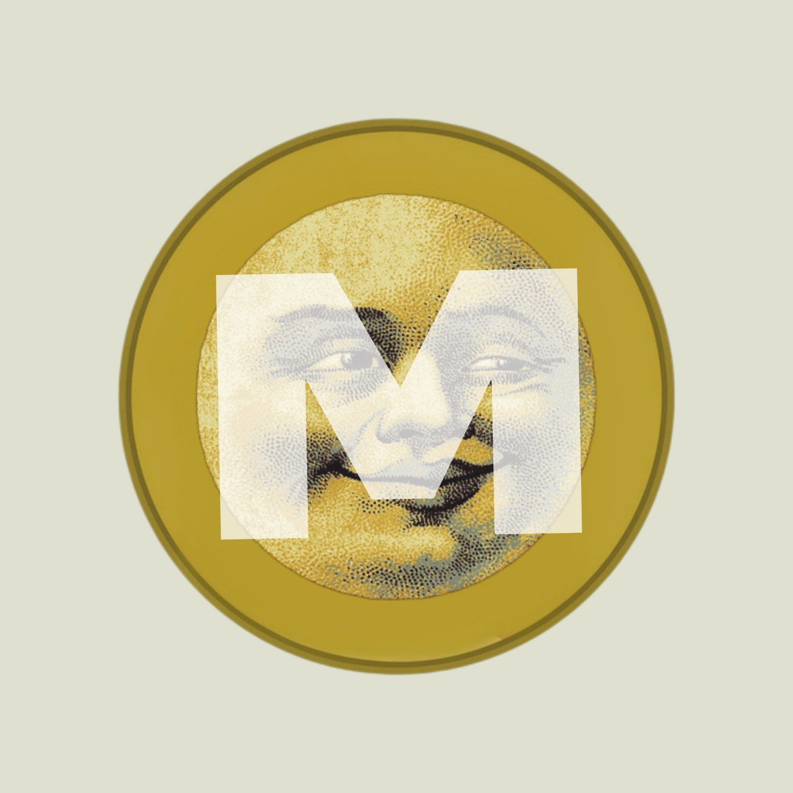 MOONYCOIN gold coin with an engraved moon face